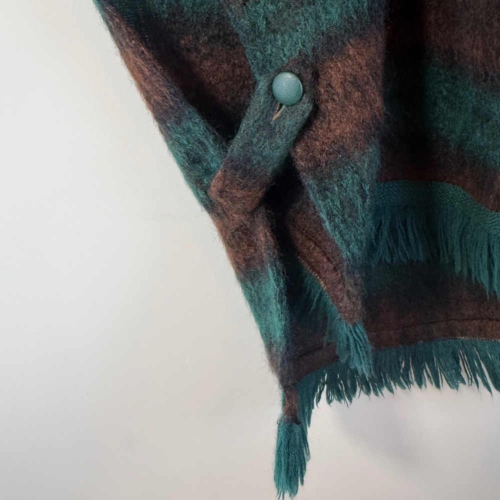 Strathtay Originals Vest Womens M? Green Brown Striped Mohair Fringe Scotland EX - Picture 4 of 7
